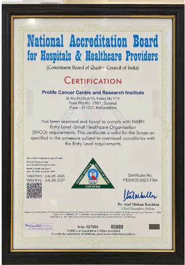 NABH accreditation for Prolife Cancer Centre and Research Institute