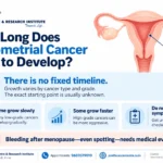 Infographic explaining endometrial cancer development and warning signs, by Prolife Cancer Centre, Pune.